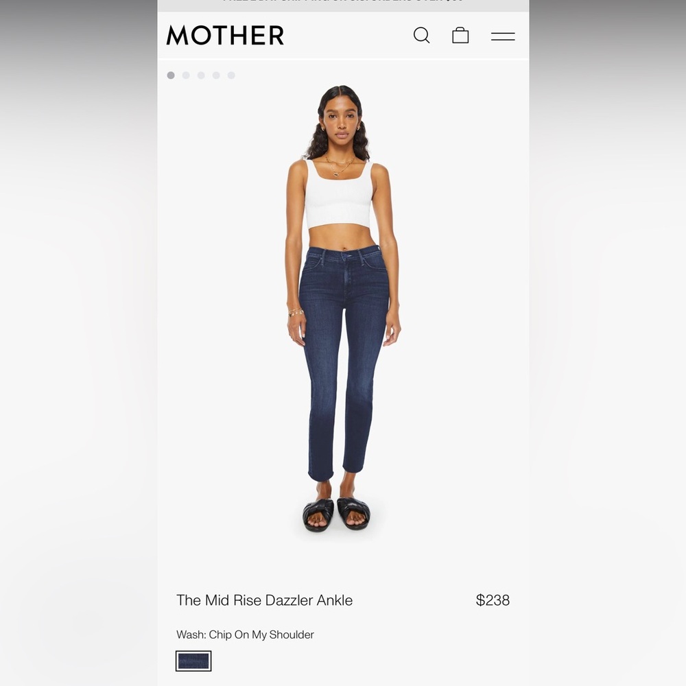 Mother mid rise dazzler ankle jeans